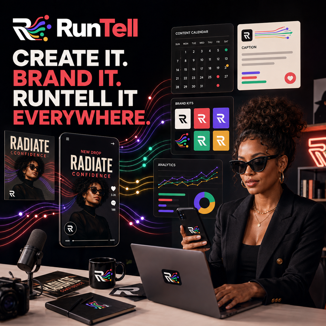 RunTell Create It, Brand It, Tell It Everywhere campaign artwork
